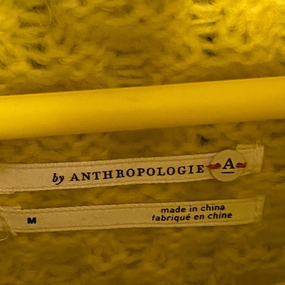 Anthropologie  yellow Lime Bia Mock Neck Tunic Sweater Alpaca blend Texture Knit - Picture 6 of 13